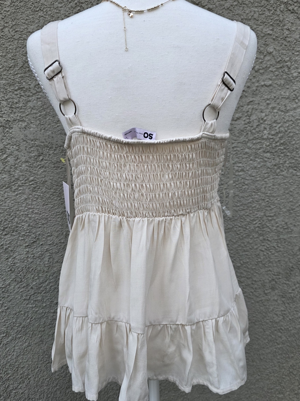 NEW SO Cream Top with Multicolor Crochet Front - Picture 6 of 7